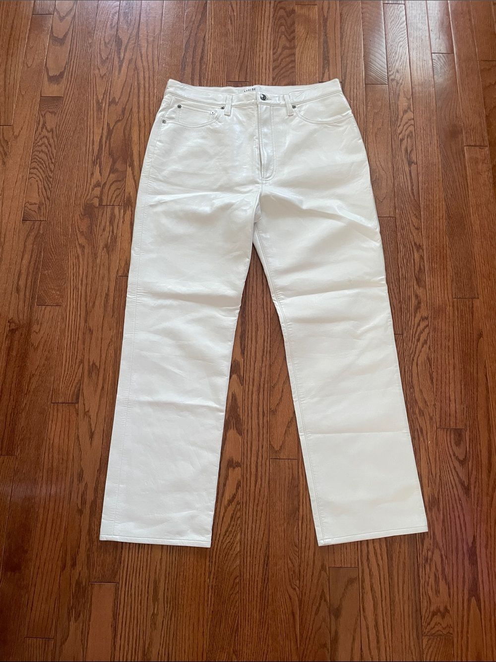Agolde 90s Pinch Waist White Recycled Leather Pants Sz 31